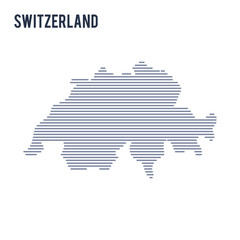 Vector abstract hatched map of Switzerland with lines isolated on a white background.