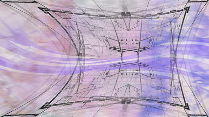 Architectural abstract background. Blurred scarlet-violet background.