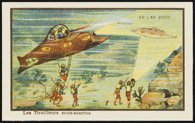 Futuristic underwater warfare. Date: 1899