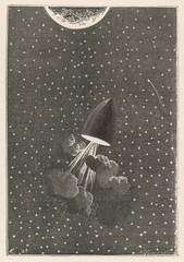Verne: Illustration from Round the Moon(Autour de la Lune). Date: 1870
