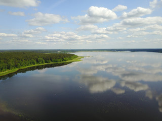 Riga lake Aerial drone top view Latvia