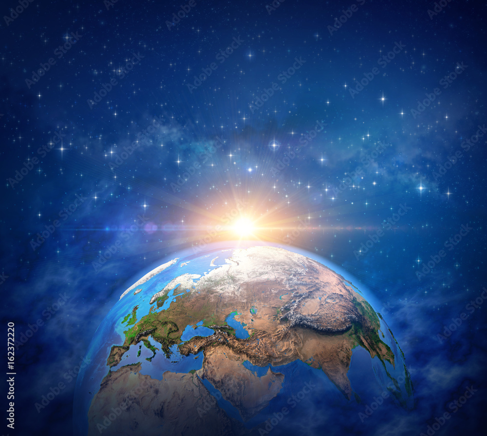 Wall mural sunrise on planet earth
