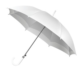Realistic open white umbrella - vector 