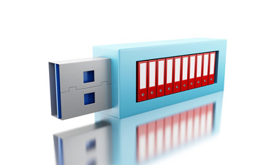 3d USB drive with data folders