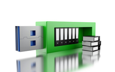 3d USB drive with data folders