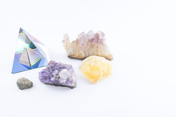 Pyramid and precious stones.