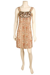 Womans bust with clothes in front of a white background