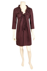 Womans bust with clothes in front of a white background