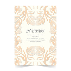 Invitation card, Wedding card with ornament on ivory background