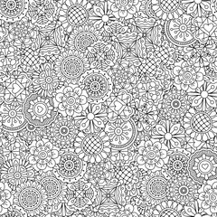 Line ornamental flowers pattern