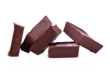 Chocolate bars stack isolated on white background