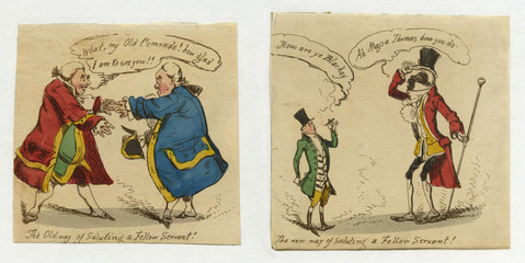 Fototapeta na wymiar Servants Greeting - circa 1830. Date: circa 1830
