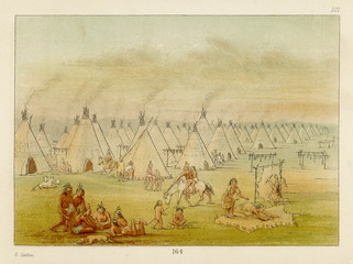 Comanche Village - Catlin. Date: circa 1830