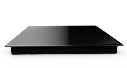 Induction cooktop on white background 3d render