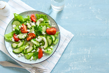 Green salad with avocado and feta