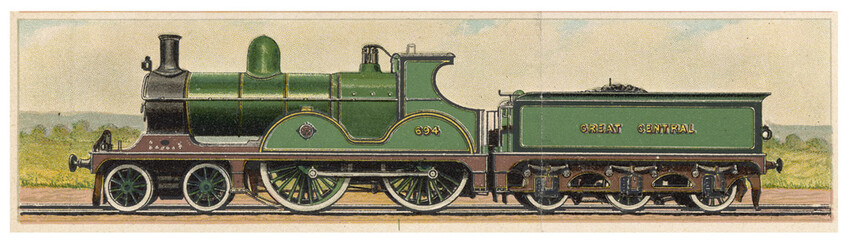Fototapeta na wymiar Great Central Railway Loco. Date: 1900