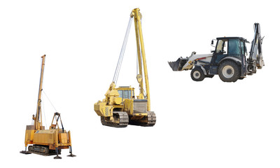 Heavy machinery isolated on white background.
