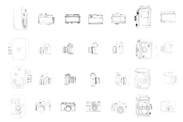 illustration of vintage cameras