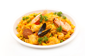 paella isolated on white background