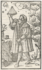 Astronomer Observing the Moon and Stars. Date: 1553