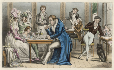 Fototapeta na wymiar British in Paris after defeat of Napoleon. Date: 1815