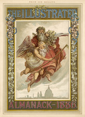 Fototapeta na wymiar Father Christmas and Old Father Time. Date: 1886