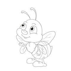 Bee cartoon character. For coloring book