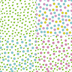 Collection of patterns summer. Leaves, flowers. Vector