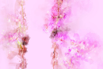 Pink flower with watercolor art.