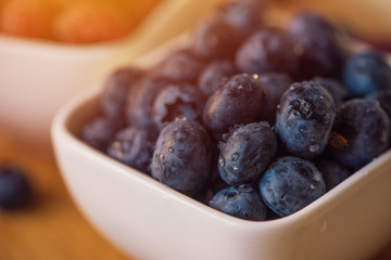 Blueberries in ceramic bowl