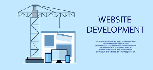 Flat design of website under construction, web page building process, site form layout of Web Development. - 162381213