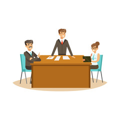 Businesspeople discussing at meeting in an office vector Illustration