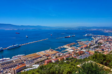 Naklejka na ściany i meble Aerial view of Gibraltar. Gibraltar capital of Gibraltar UK