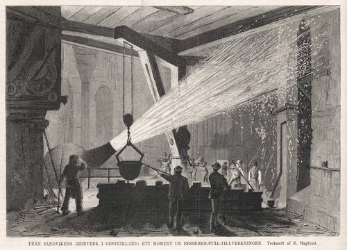 Sandvik steelworks  Swedish steel industry. Date: 1874