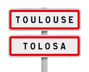 Panneau d´entrée d´agglomération - Toulouse Tolosa