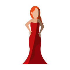 woman avatar wearing long strapless dress icon image vector illustration design 