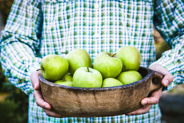 Farmer with apples