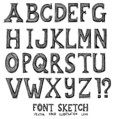 Font Doodle Sketch line icon vector set eps10