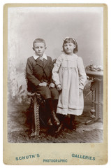 Costume - Boy - Girl 1890s. Date: 1890s