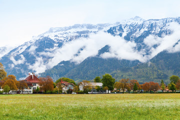 Spring Swiss Alps landscape. Interlaken district