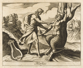 Marsyas and Apollo - obrazy, fototapety, plakaty