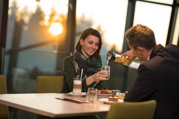 Couple on a romantic dinner at the restaurant