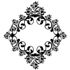 rose flowers frame ornament - black and white floral vector design