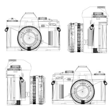 illustration of vintage cameras