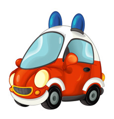 Cartoon fire brigade car - isolated - illustration for children