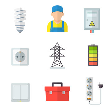 Electrician icon set, professional service