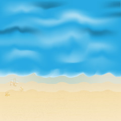 Fototapeta na wymiar Blue sea and sand beach, vector