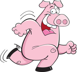 Cartoon illustration of a pig running.