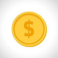 Vector dollar coin icon. Flat dollar coin icon. Flat design vector illustration for web banner, web and mobile, infographics. Dollar coin icon graphic. Vector icon isolated on gradient background