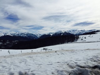 Fototapeta na wymiar Snowy Mountains in Andorra
